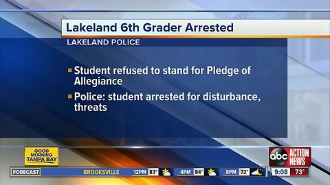 Student arrested for disrupting class 'was NOT arrested for refusing to participate in the pledge'