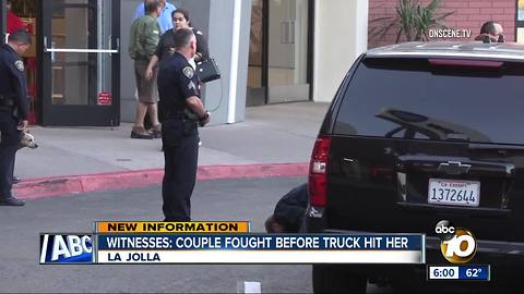 Witnesses: Couple fought before truck hit her