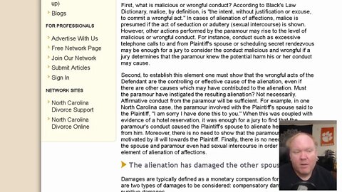 Allienation of affection in NC - and how I will get disbarred ....