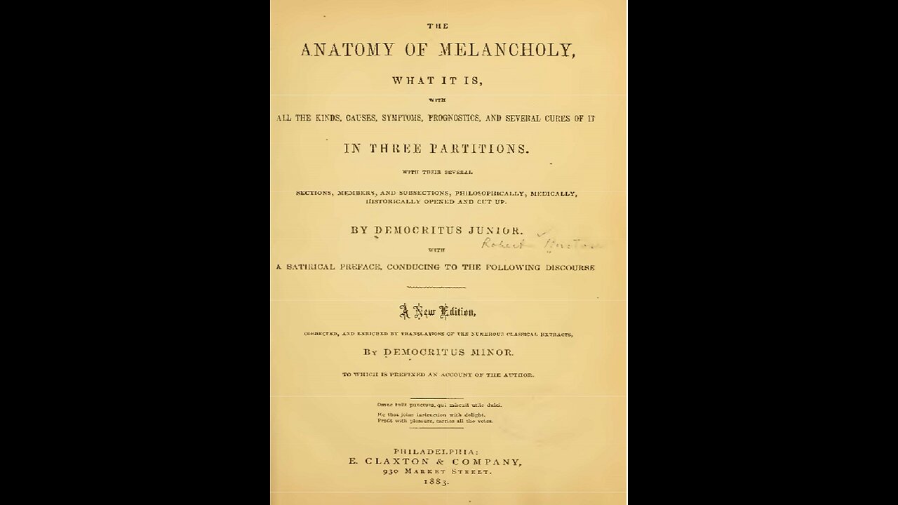 ANATOMY OF MELANCHOLY, Part 1 of 4, Introduction. A Puke (TM) Audiobook