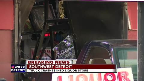 Truck smashes into Detroit liquor store for second time this week