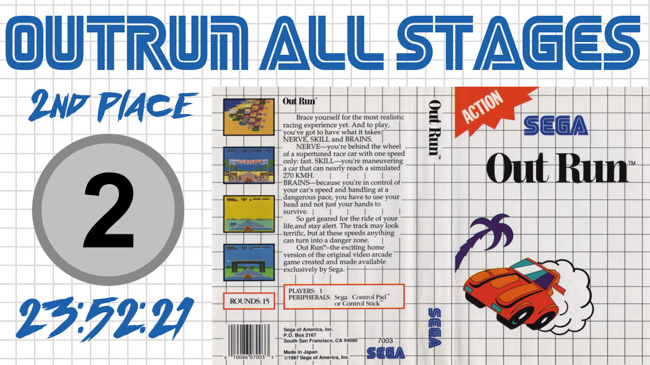 OutRun [SMS] All Stages Speedrun [23'52"21] 2nd place🥈 | アウトラン セガ・マスターシステム