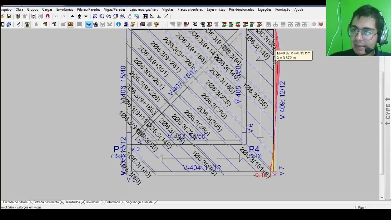 Laje treliçada beiralbalanço nos 2 sentidoseixos Análise soluções Engenheiro Estrutural
