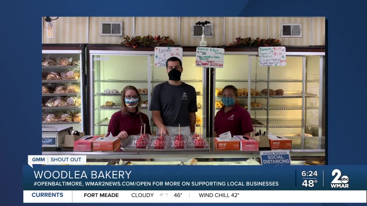 Woodlea Bakery in Bel Air and Baltimore say "We're Open Baltimore!"