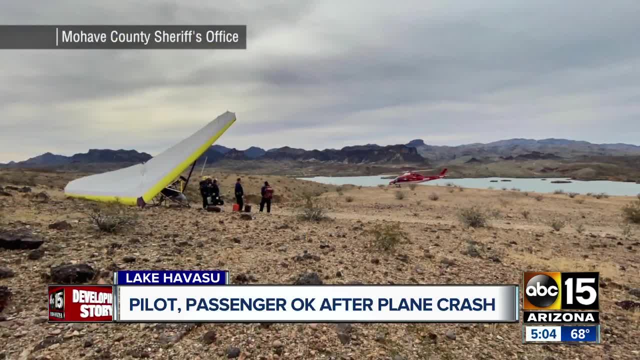 Pilot, passenger okay after plane crash in Lake Havasu