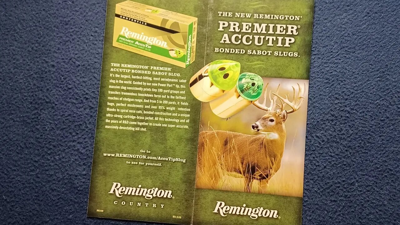 MEDIA REVIEW: THE NEW REMINGTON PREMIER ACCUTIP BONDED SABOT SLUGS advertising flyer. REV. 01/09