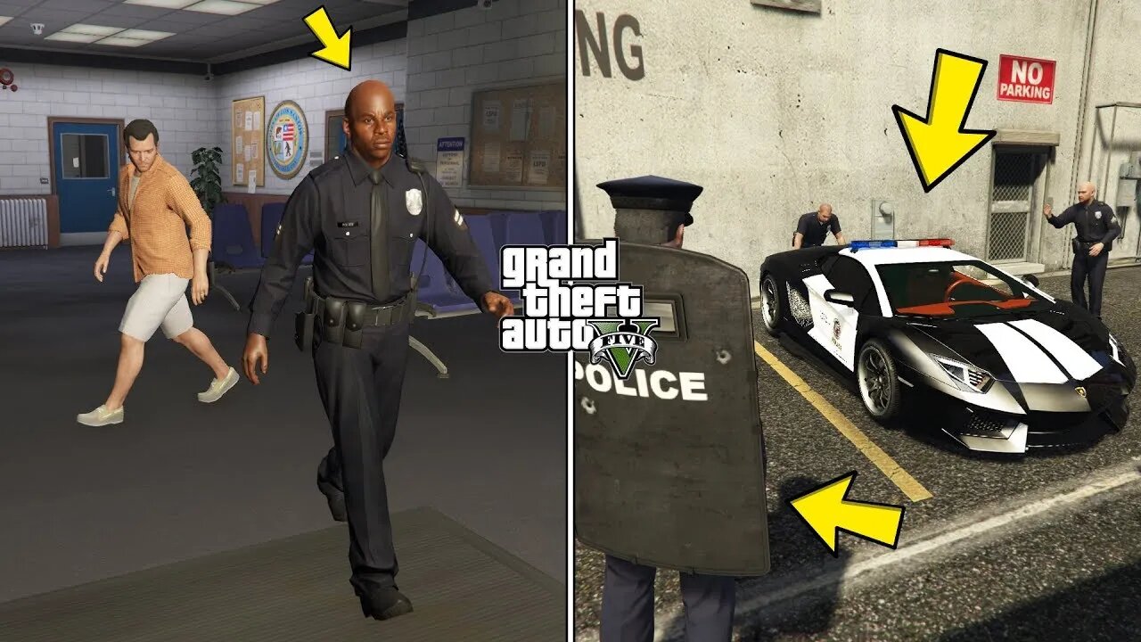 Follow this cop in GTA 5 to get the police lamborghini