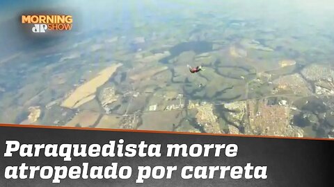 Paraquedista cai em estrada e morre atropelado por carreta