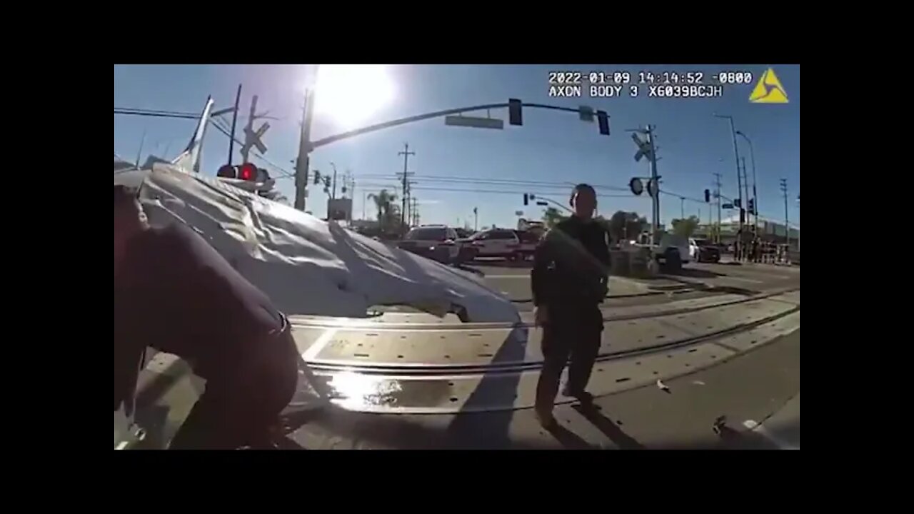 Small plane crashes and gets ran over by a train.