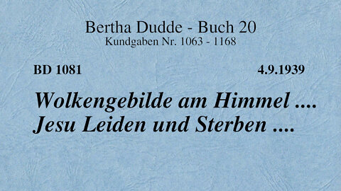 BD 1081 - WOLKENGEBILDE AM HIMMEL .... JESU LEIDEN UND STERBEN ....