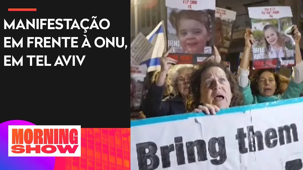 Familiares protestam pela libertação das 40 crianças reféns do Hamas