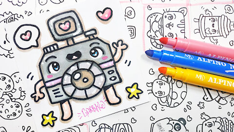 how to Draw Kawaii Camera - handmade drawings by Garbi KW