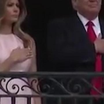 Melania Reminds Trump To Put His Hand Over Heart For The Pledge