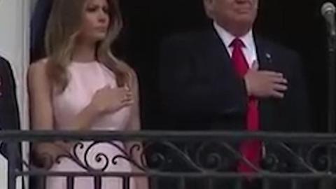 Melania Reminds Trump To Put His Hand Over Heart For The Pledge