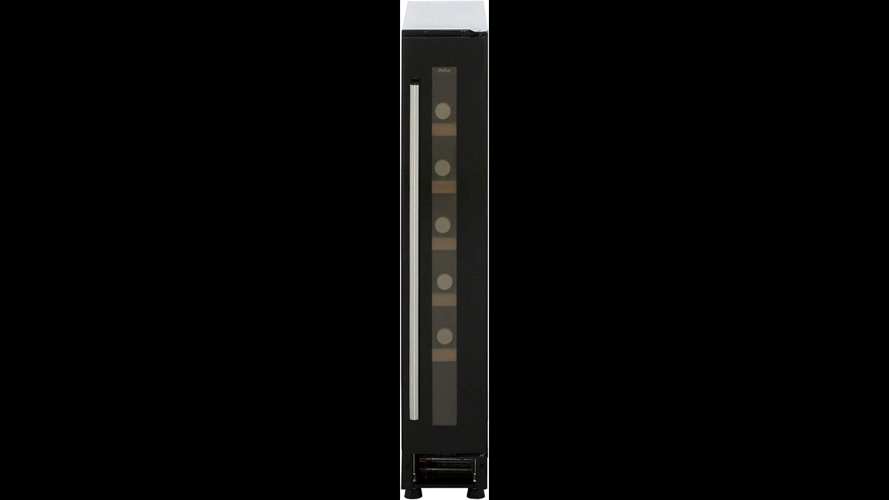 Amica AWC150BL Freestanding Wine Cooler, 6 bottle capacity, 15cm wide, Black Glass Door