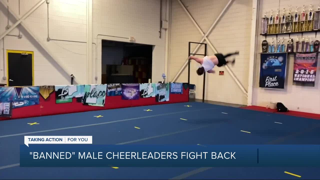 A male cheerleader speaks out cheering for change in Michigan