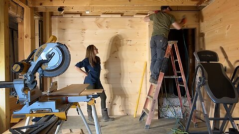 Finishing our LOG HOME basement walls & changes to our design (#111)