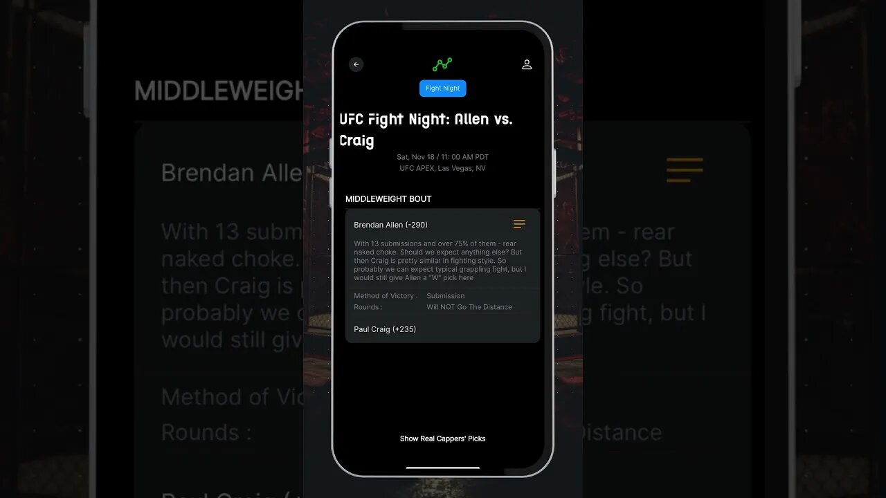 UFC Fight Night: Allen vs. Craig - #RealCappers #UFC Picks and Predictions November 18, 2023