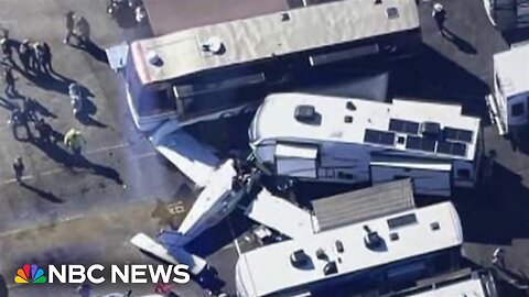 At least four people were injured when small plane crashed into Los Angeles area parking lot