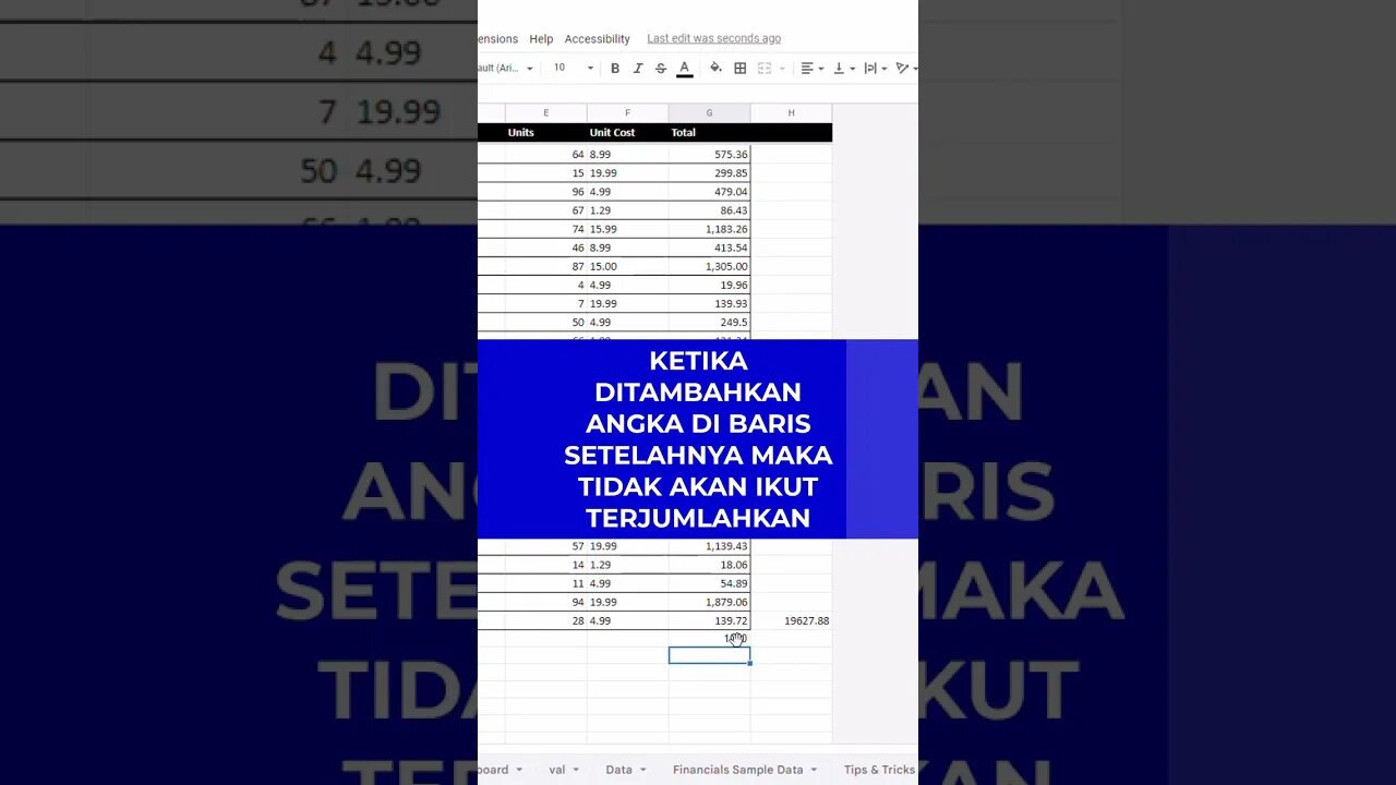 Dynamic Sum - Google Sheets Tips & Tricks 17 #belajaronline #googlesheets #penjumlahan