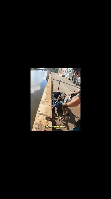 GIANT MAGNET Salvaging a Colorful Pool Floaty from the Riverbed! #magnetfishing #shorts