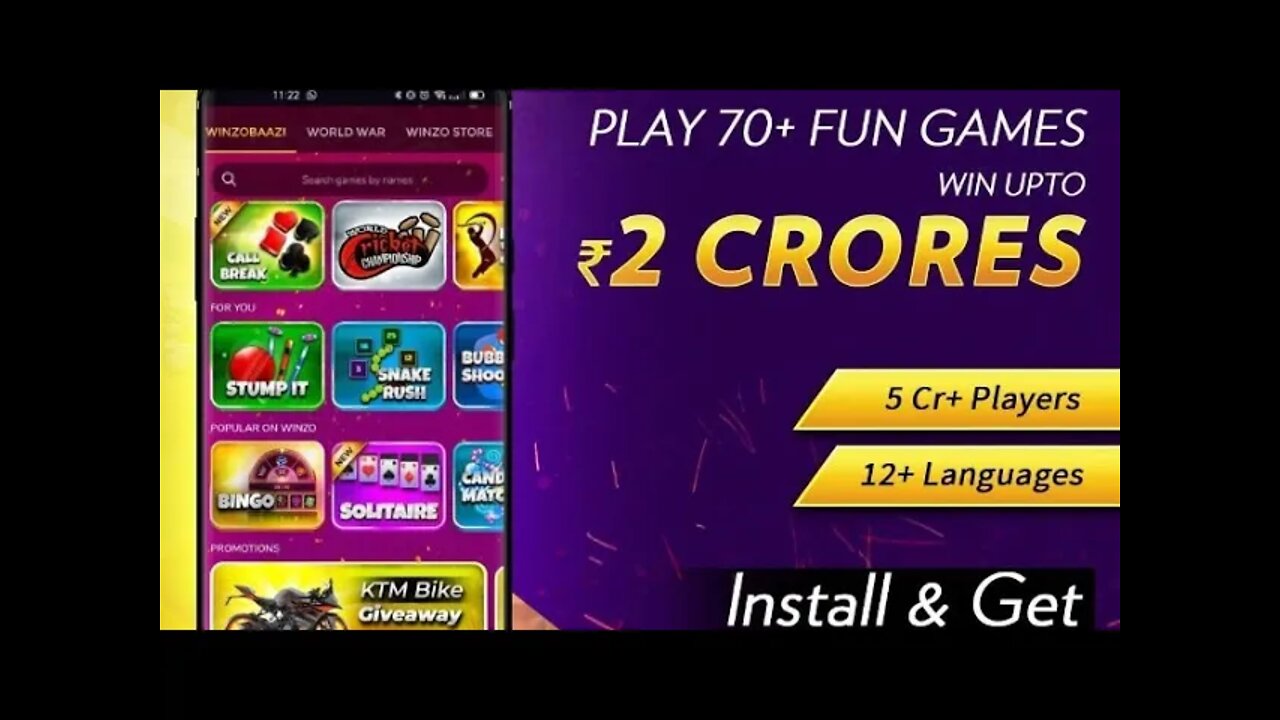 Winzo play caram/. and win dale cas on winzo app