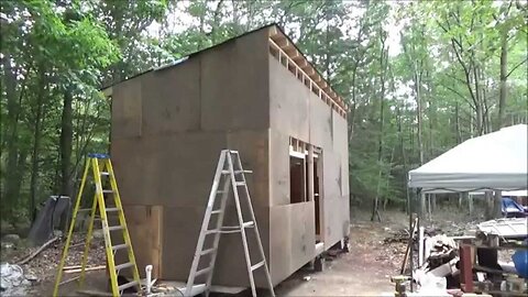 Putting Sheathing On My Tiny Home And Its Raining