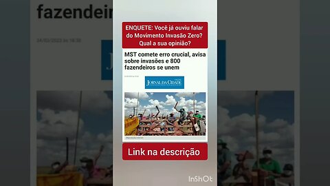 ENQUETE: Você já ouviu falar do Movimento Invasão Zero? Qual a sua opinião?