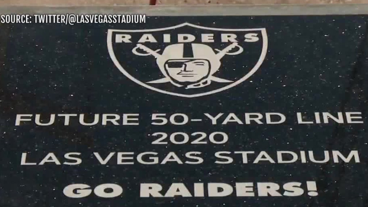 Plaque marks future 50-yard line at Las Vegas stadium