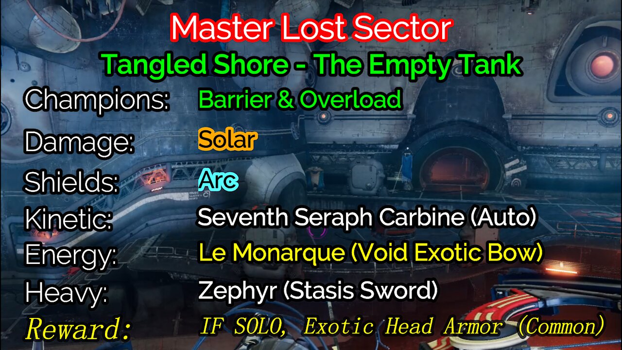 Destiny 2 Master Lost Sector: The Empty Tank on the Tangled Shore 12-16-21