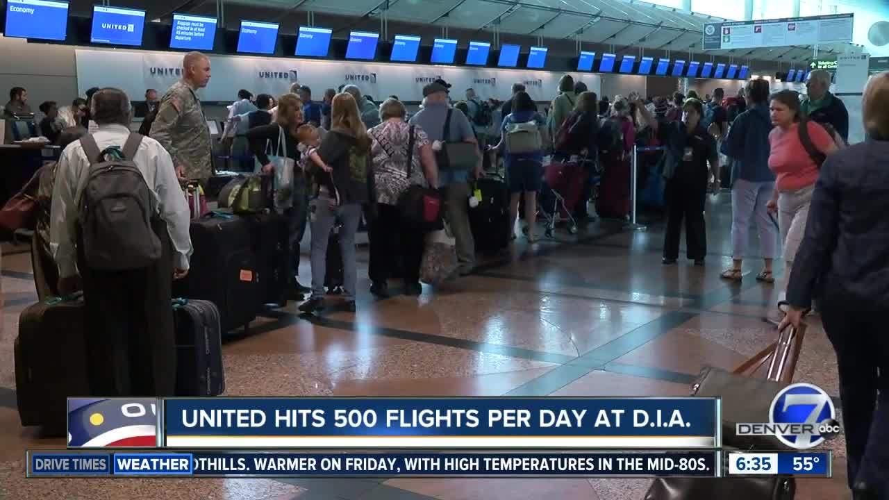 United Airlines hits 500 flights per day at DIA