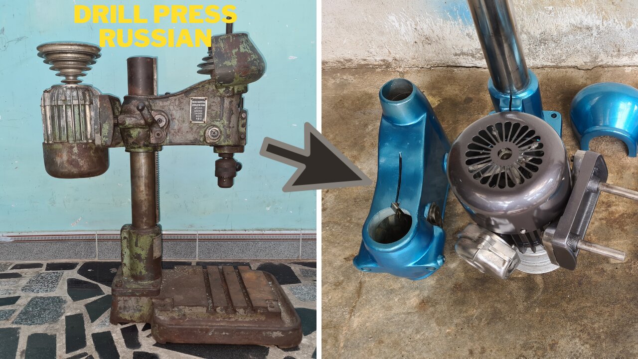 Old Rusty Drill Press SOVIET UNION Restoration