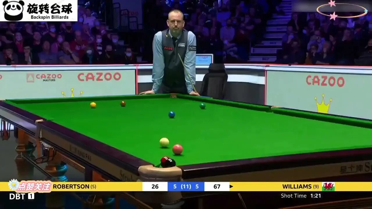 Snooker's + best + decisive + game, with black balls blocking the bag