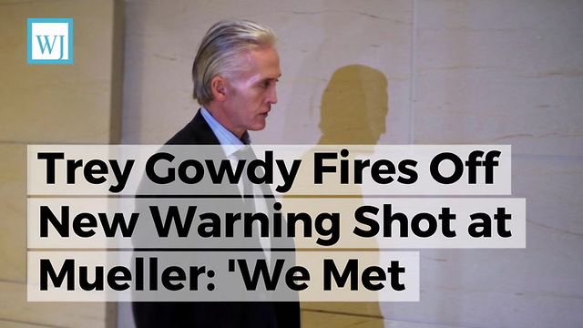 Trey Gowdy Fires Off New Warning Shot at Mueller: 'We Met With The Department Of Justice...'