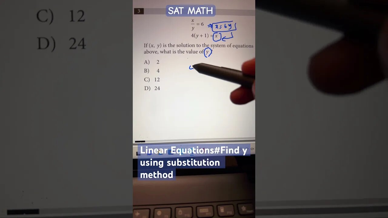 Solving linear equations using substitution method #algebra #youtubeshorts #mathtrick #satmath #math