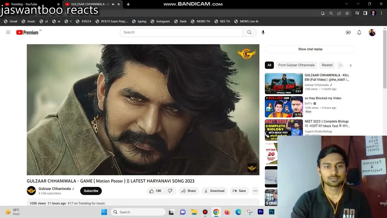 Reacting to GULZAAR CHHANIWALA - GAME ( Motion Poster ) || LATEST HARYANAVI SONG 2023 #jaswantboo