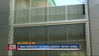 Man burglarizing tented homes