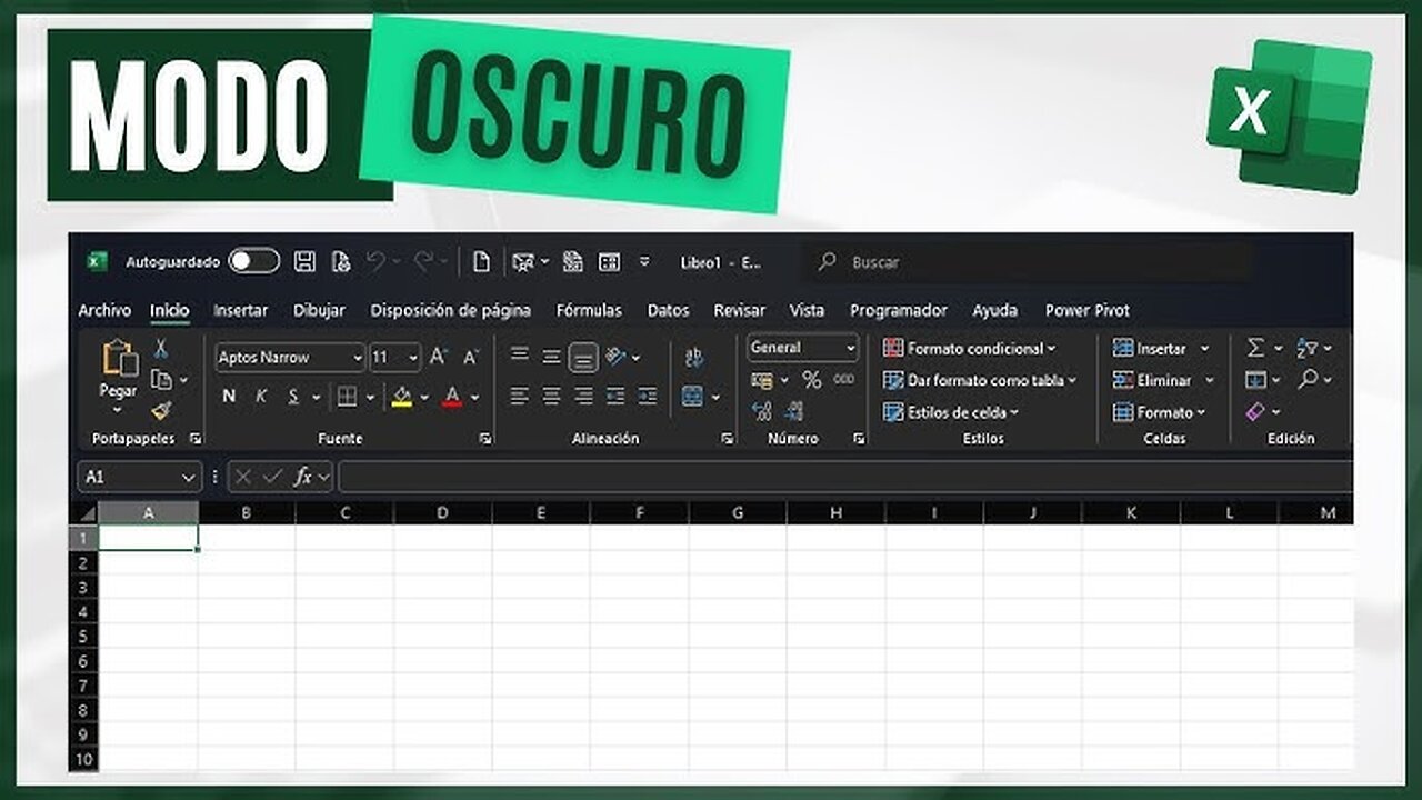 ACTIVAR MODO OSCURO EN EXCEL #excel