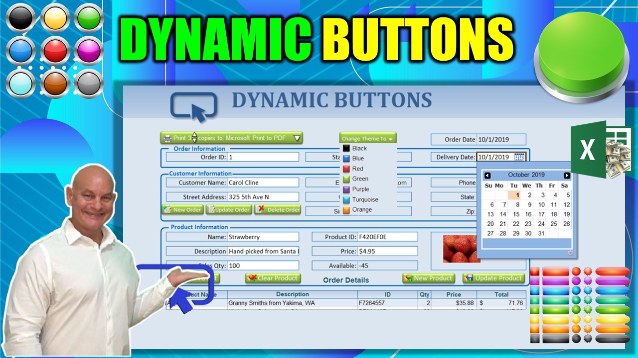 How To Create Dynamic Buttons To Change Themes, Printers & Calendars In Excel