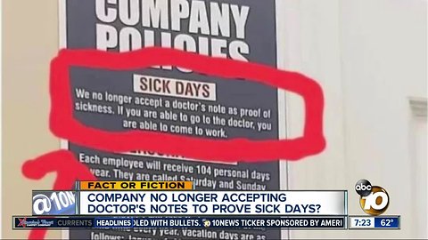 Company not accepting doctors' notes for sick days?