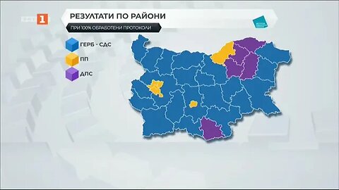 ГЕРБ СДС спечелиха 21 многомандатни избирателни района, ПП ДБ са първи в 5