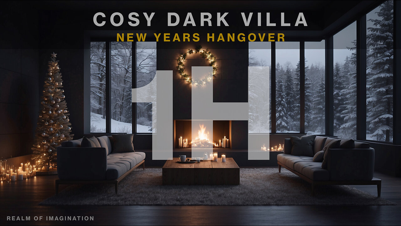 Cosy Dark Villa Blizzard And Snow Ambience With Fireplace