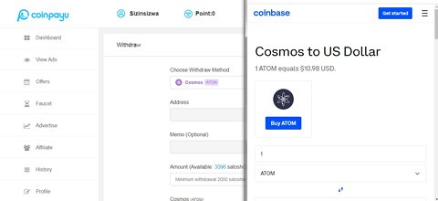 How To Get Free Cosmos ATOM Cryptocurrency Paid To Click At Coinpayu And Instant Withdraw