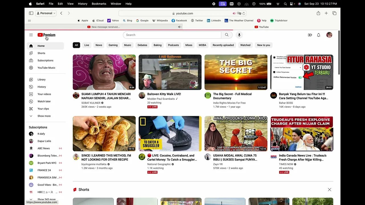 TAMPILAN YOUTUBE NIH SIANG DAN MALAM