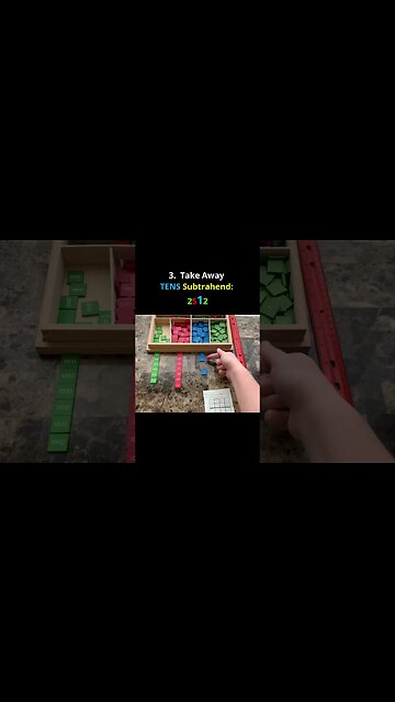 Stamp Game SUBTRACTION in 60 Seconds! (6 EASY Steps!) #Montessori #Math