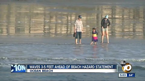 Waves higher ahead of beach hazard statement
