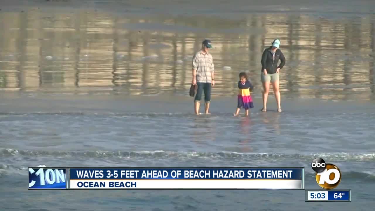 Waves higher ahead of beach hazard statement