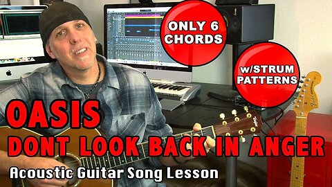 Oasis Dont Look Back In Anger Guitar Song Lesson with strumming patterns