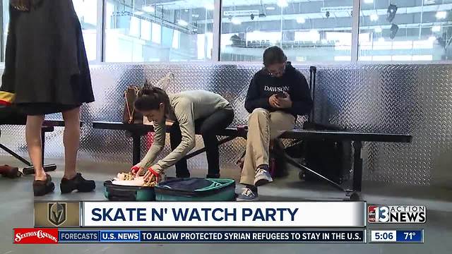 Golden Knights open up ice rink to fans watching game on the big screen.