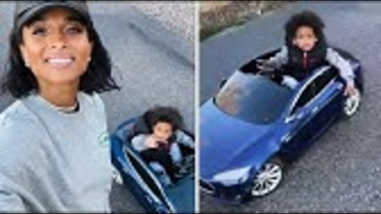 Russell Wilson & Ciara Son Win While Her Drives His new Tesla Car Around Neighborhood!🚘🥰